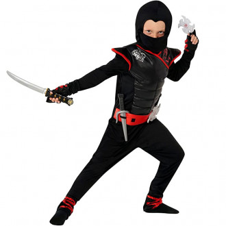 Déguisement de ninja mortel noir et rouge pour enfants