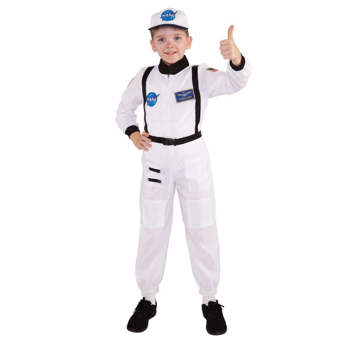 FIESTAS GUIRCA Déguisement Astronaute Enfant - Combinaison Blanche - Taille 5-6 Ans - Drapeau US - Polyester