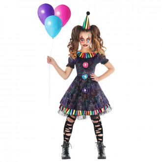 Costume de clown arc-en-ciel effrayant pour filles