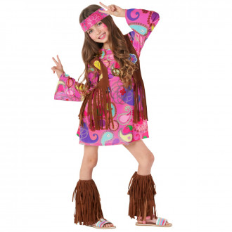 Déguisement de fille hippie rose pour enfants